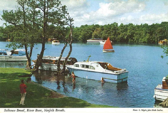 1970's or 80's postcard of Salhouse Broad