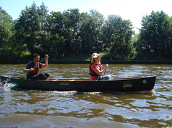 Canoeing on the river Bure, Norfolk Broads